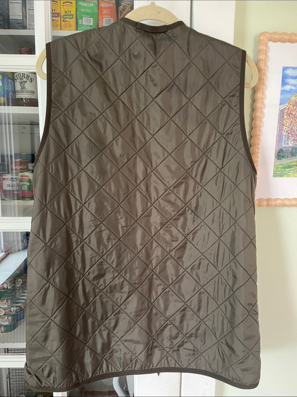 Barbour Quilted Green Vest Flannel Lined Embroidered Logo Sz Medium - Picture 5 of 5